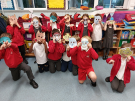 Children wearing masks